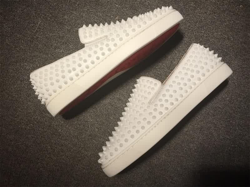 Christian Louboutin Low Top All White Leather And Rivets 7