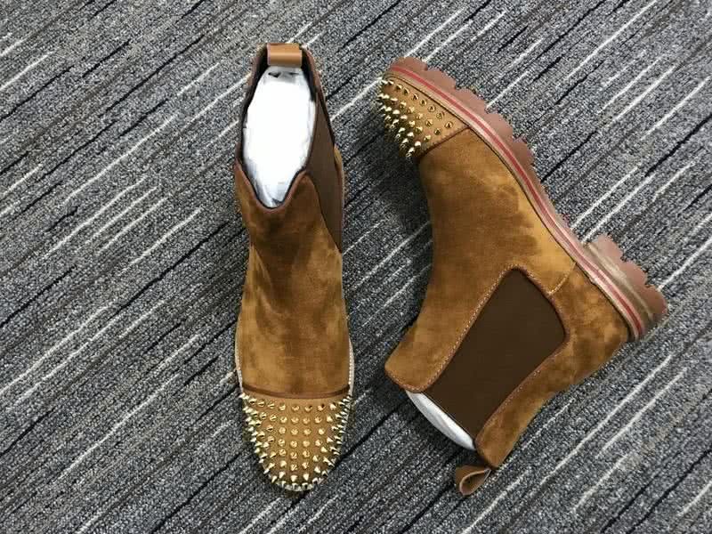 Christian Louboutin Men's Boots Brown Suede  Crystals And Rivets 4
