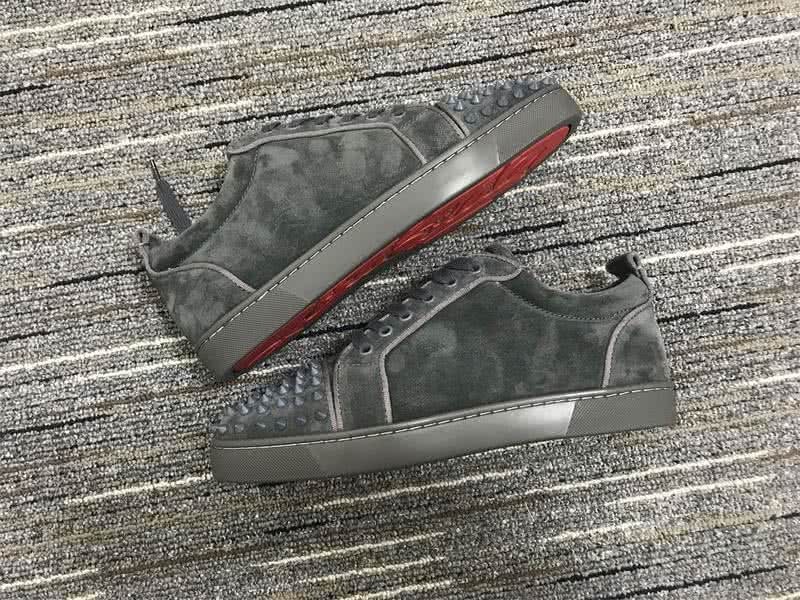 Christian Louboutin Low Top Lace-up All Black Suede And Rivets On Toe Cap 8