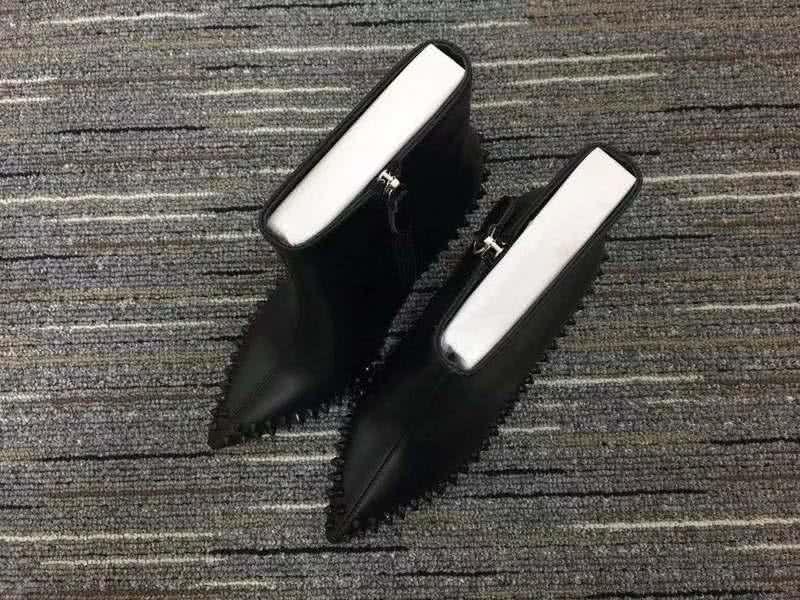 Christian Louboutin Women's Boots Black And Rivet Along The Rim High Heels 1