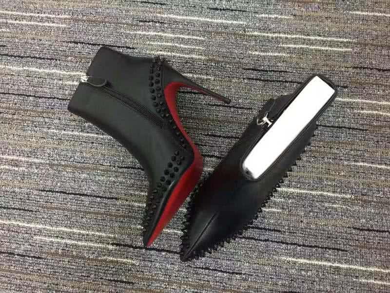Christian Louboutin Women's Boots Black And Rivet Along The Rim High Heels 5