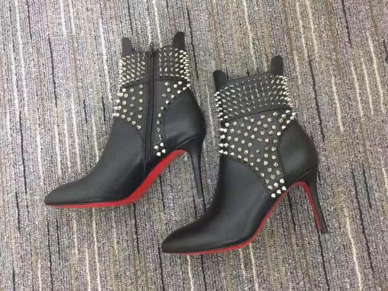 Christian Louboutin Women's Boots Black And Rivet High Heels 6