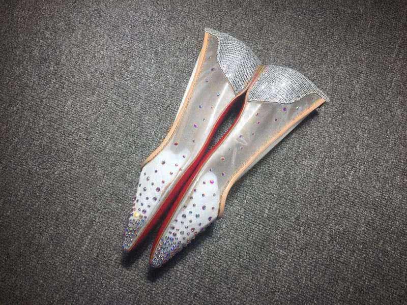 Christian Louboutin Women's Flats PVC Silver And Rhinestone 9