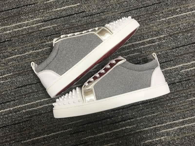 Christian Louboutin Low Top Lace-up Grey And White Rivets On Toe Cap 9