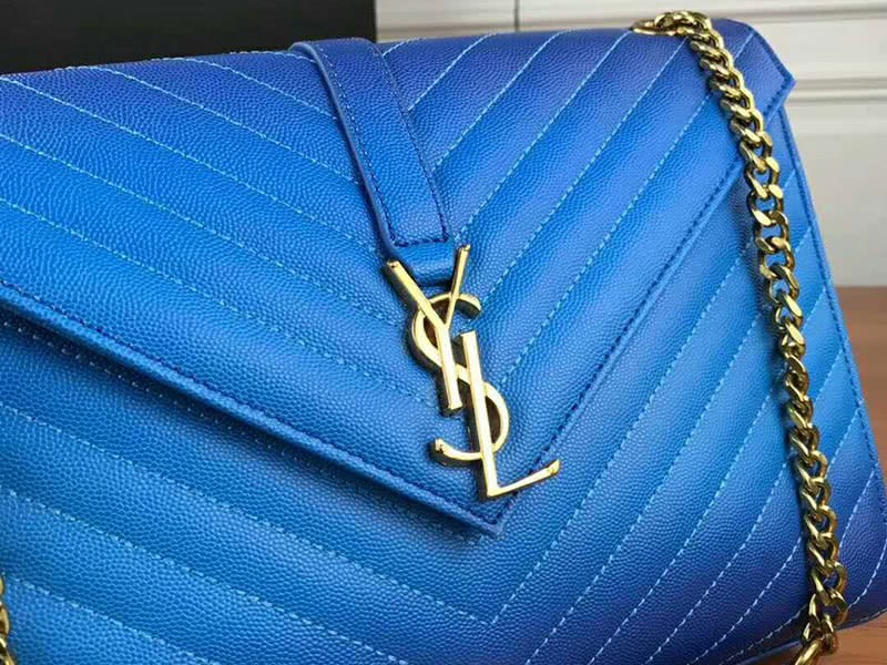 Saint Laurent Ysl Monogram Satchel In Blue Matelasse Leather 3