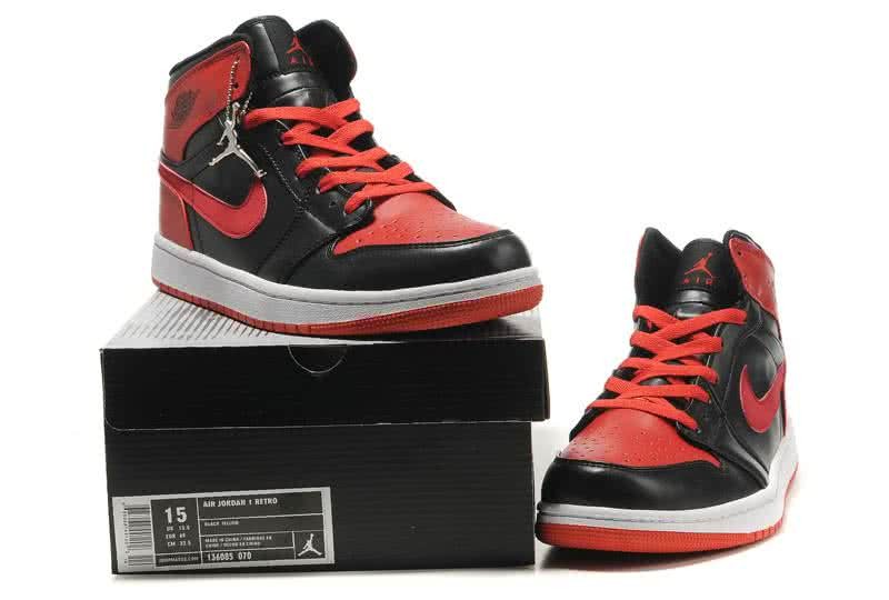 Air Jordan 1 Leather Red White Black Men 6