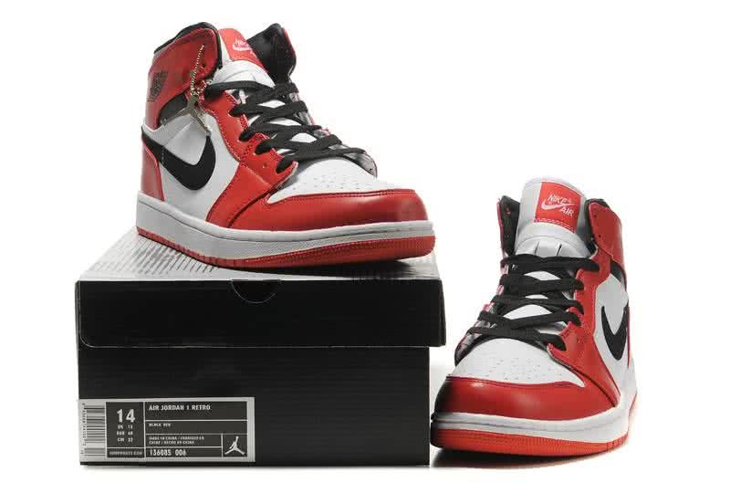 Air Jordan 1 Leather Red White Black Men 3