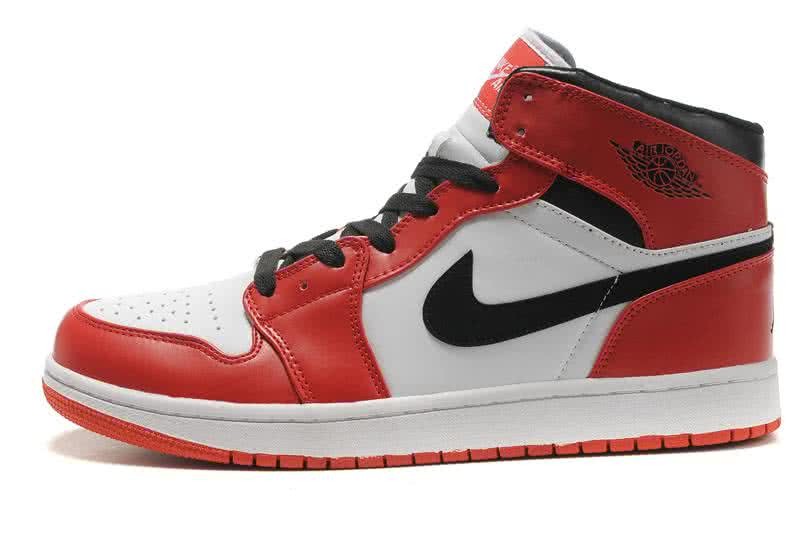 Air Jordan 1 Leather Red White Black Men 1
