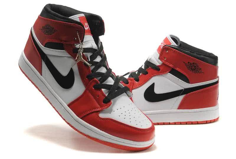 Air Jordan 1 Leather Red White Black Men 5