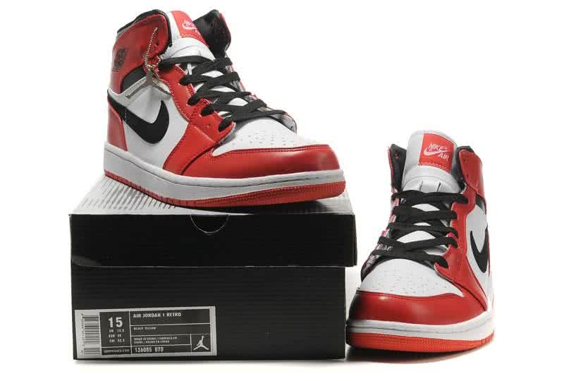 Air Jordan 1 Leather Red White Black Men 6