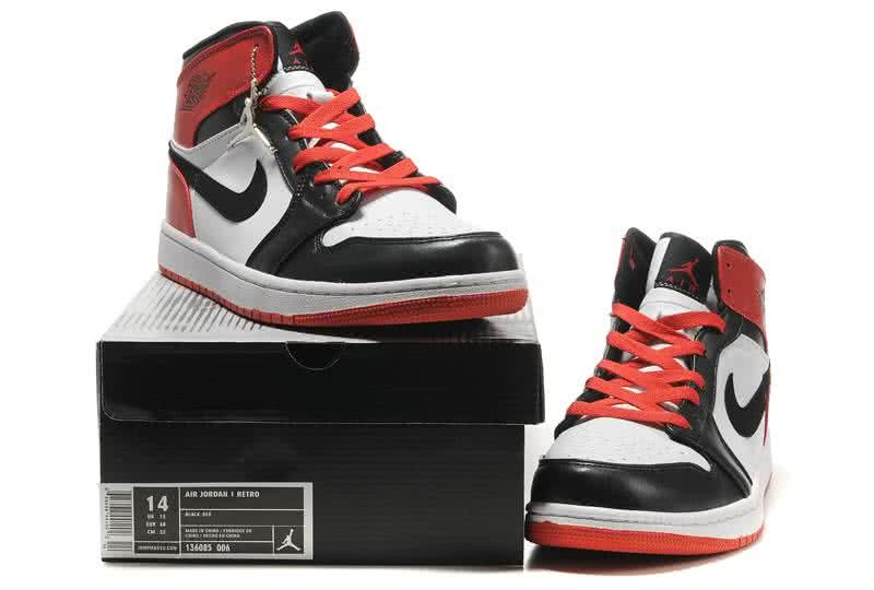 Air Jordan 1 Leather White Black Red Men 3