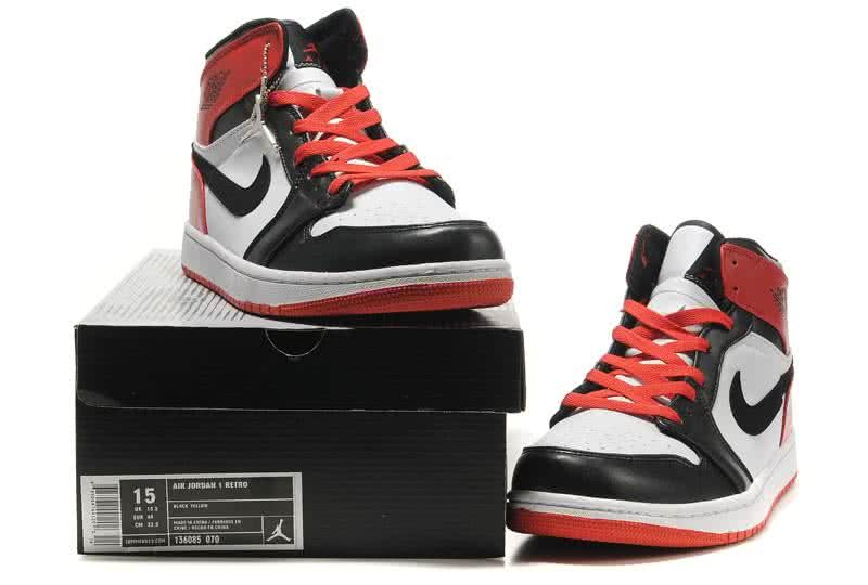 Air Jordan 1 Leather White Black Red Men 6