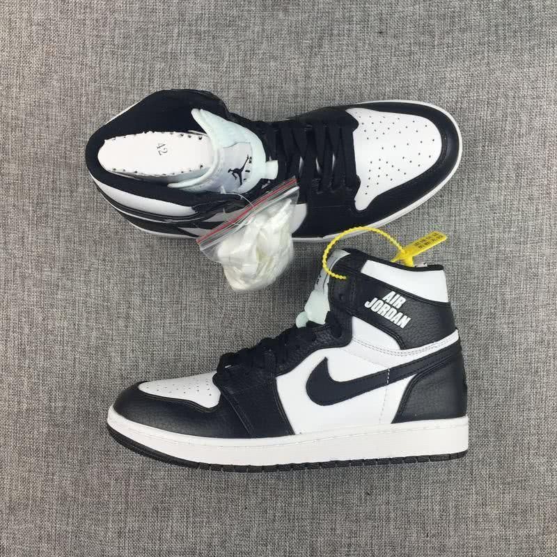 Air Jordan 1 Leather Black White Men 2