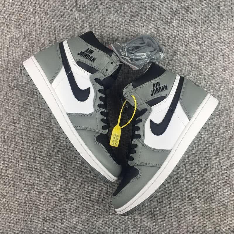 Air Jordan 1 Leather Grey White Black Men 4