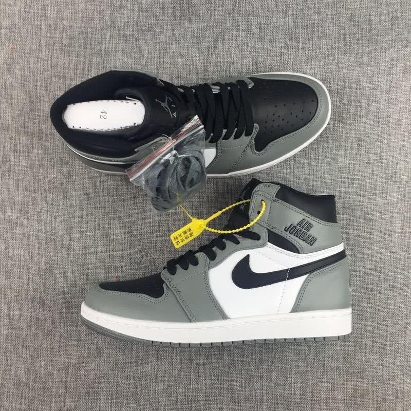 Air Jordan 1 Leather Grey White Black Men 8
