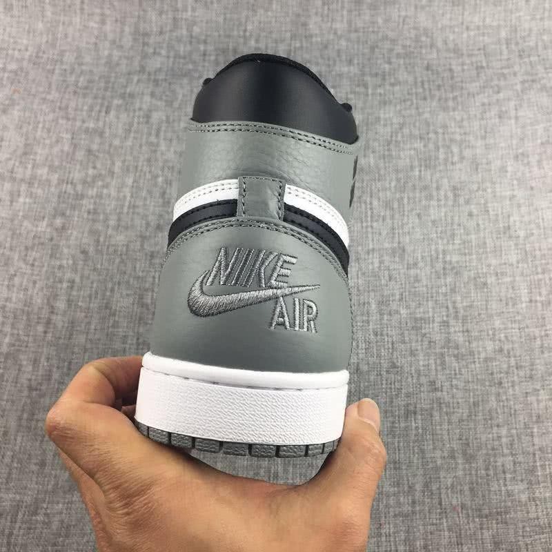 Air Jordan 1 Leather Grey White Black Men 9