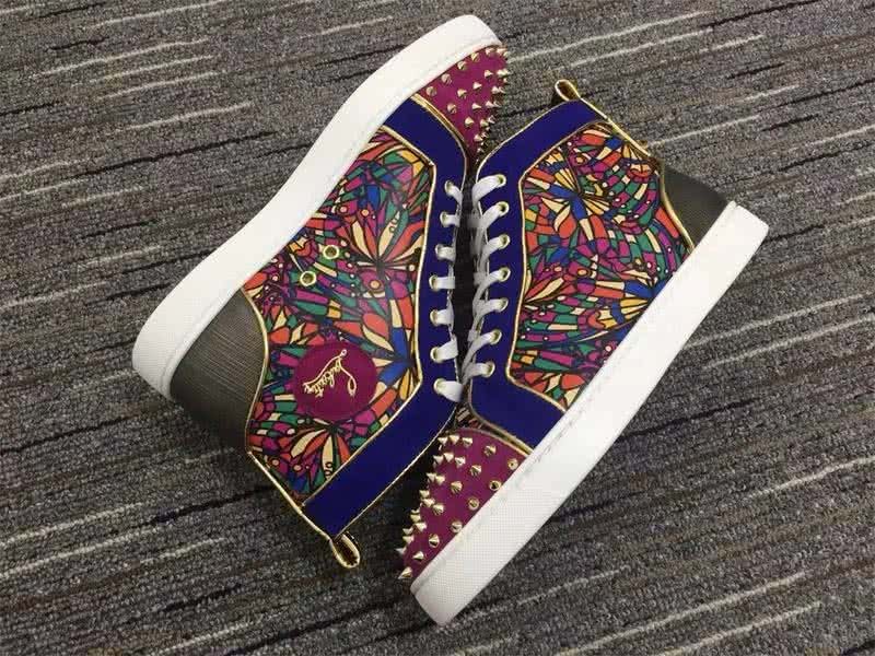 Christian Louboutin Lou Spikes Men/Women Blue/Red 3