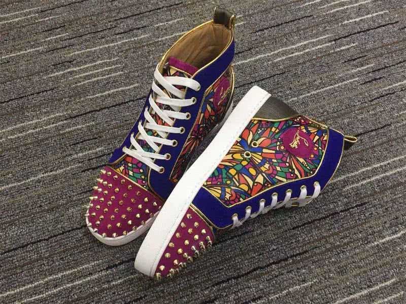Christian Louboutin Lou Spikes Men/Women Blue/Red 4