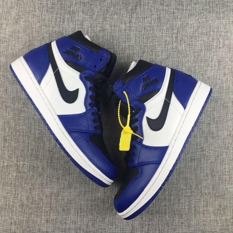 Air Jordan 1 Leather Blue White Black Men 7