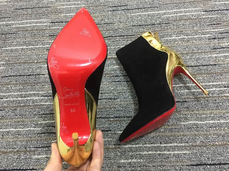 Christian Louboutin Women's Boots Black Suede And Golden High Heels 8