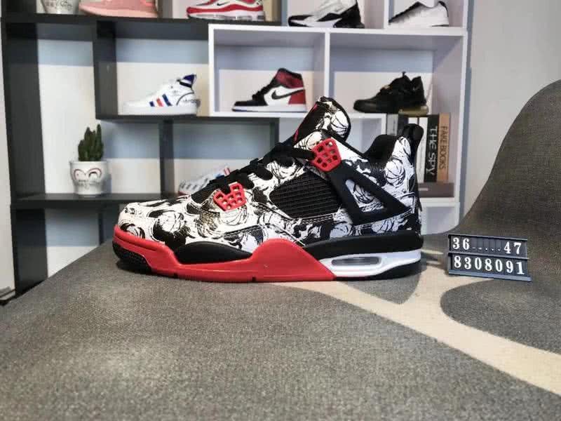 Air Jordan 4 Shoes Red Black And White Women/Men 1