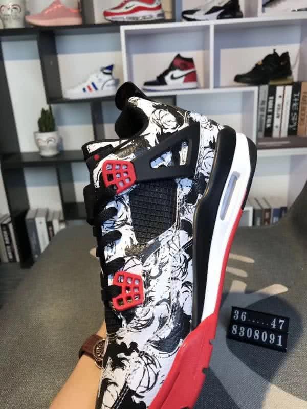 Air Jordan 4 Shoes Red Black And White Women/Men 3