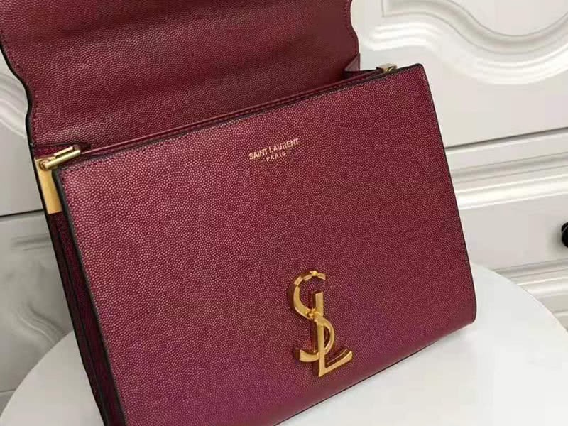 Saint Laurent Cassandra Top Handle Medium Bag In Grain Leather Burgundy 8
