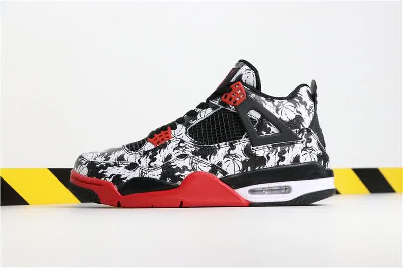 Air Jordan 4 Tattoo Red Black And White Men 1