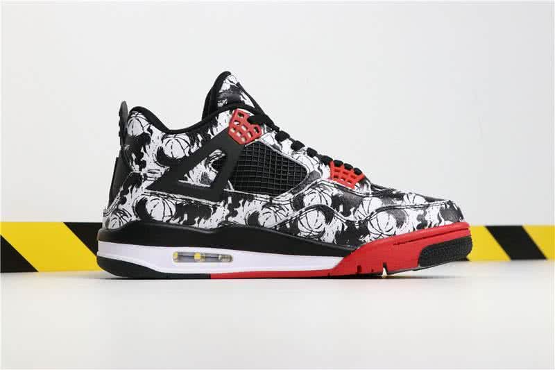 Air Jordan 4 Tattoo Red Black And White Men 3