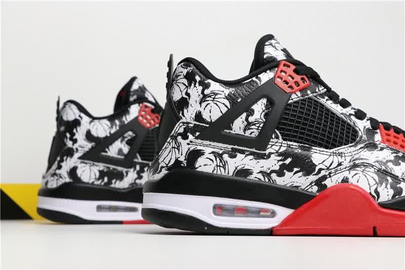 Air Jordan 4 Tattoo Red Black And White Men 6