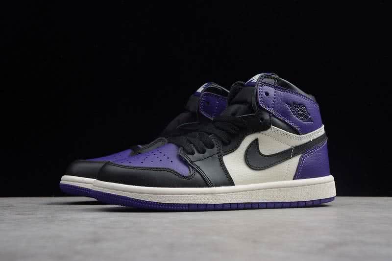 Nike AJ1 Cheap Kids Shoes Black/Purple 2