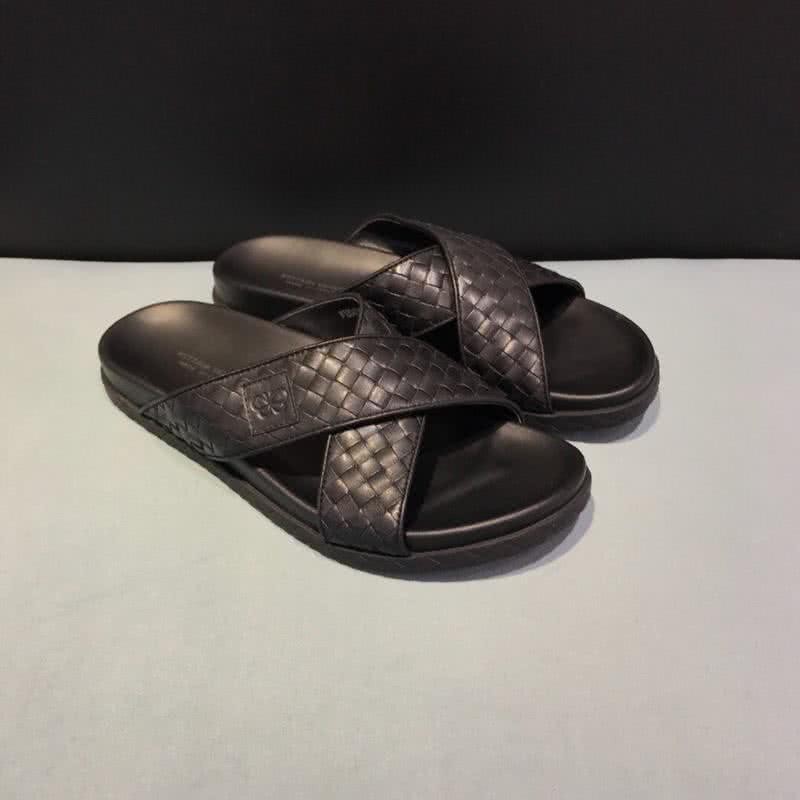 Bottega Veneta Classic Slippers  Cowhide Cross Strap Black Men 2