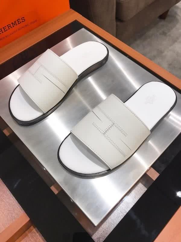 Hermes Fashion Comfortable Slipper Cowhide White Men 2