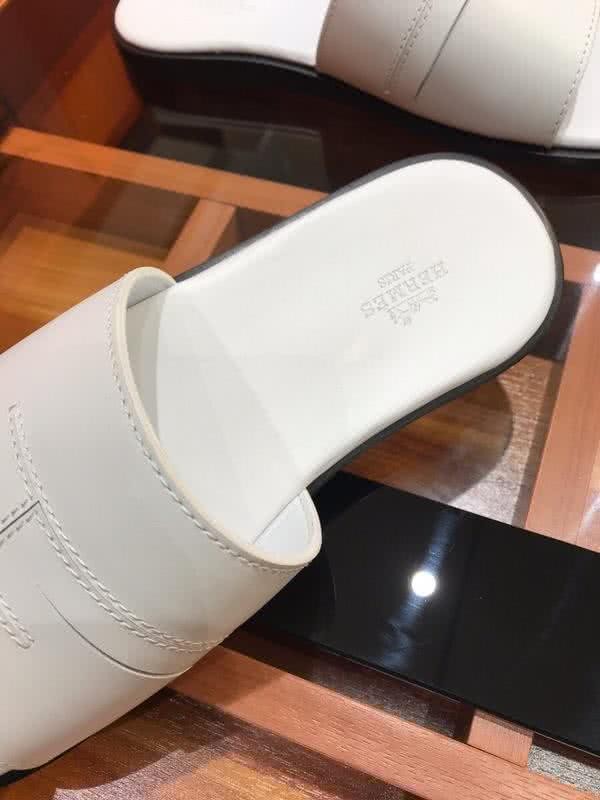 Hermes Fashion Comfortable Slipper Cowhide White Men 5