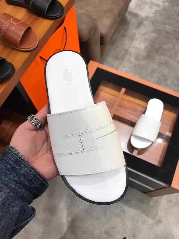 Hermes Fashion Comfortable Slipper Cowhide White Men 7