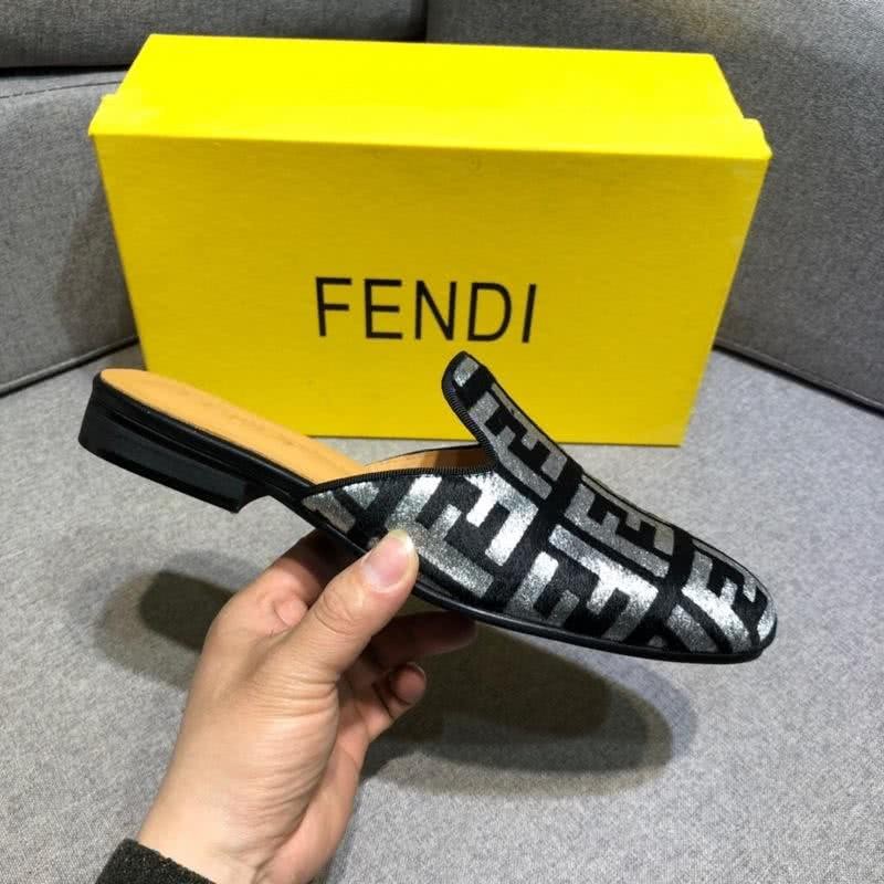 Fendi Slippers Silver And Black Men 3