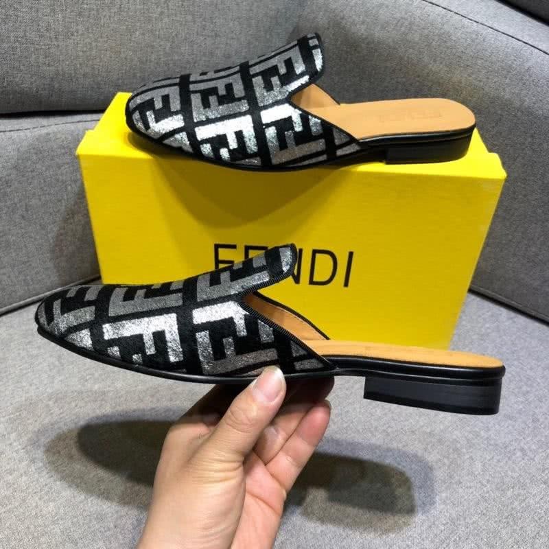 Fendi Slippers Silver And Black Men 8