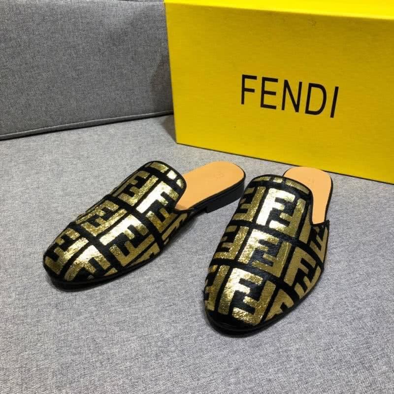 Fend Slippers Black And Golden Men 2