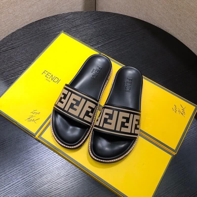 Fendi Slippers Black Brown Upper Wave Sole Men 1