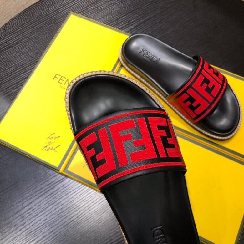Fendi Slippers Black And Red Upper Wave Sole Men 6