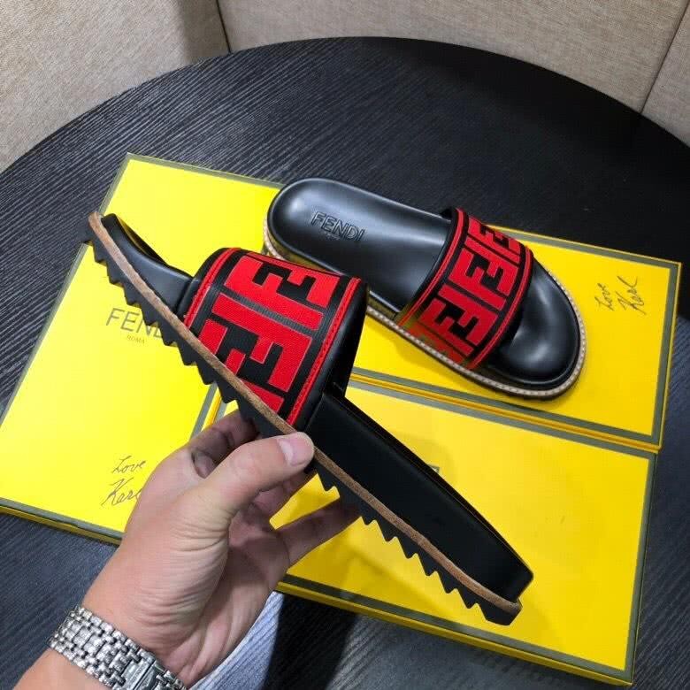 Fendi Slippers Black And Red Upper Wave Sole Men 8