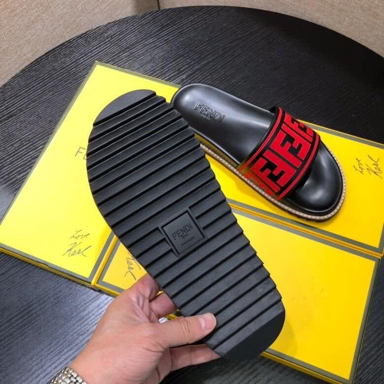 Fendi Slippers Black And Red Upper Wave Sole Men 9