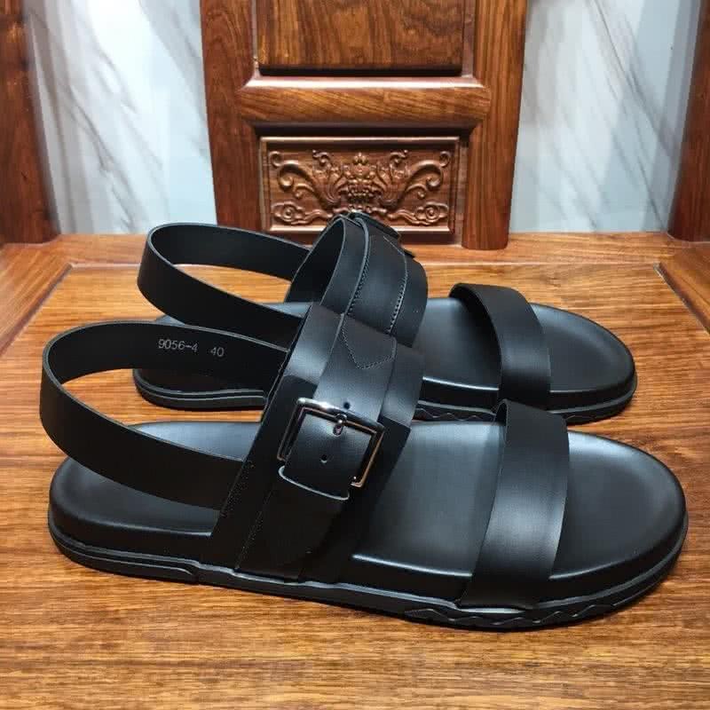 Hermes Fashion Comfortable Slipper Cowhide Black Men 3