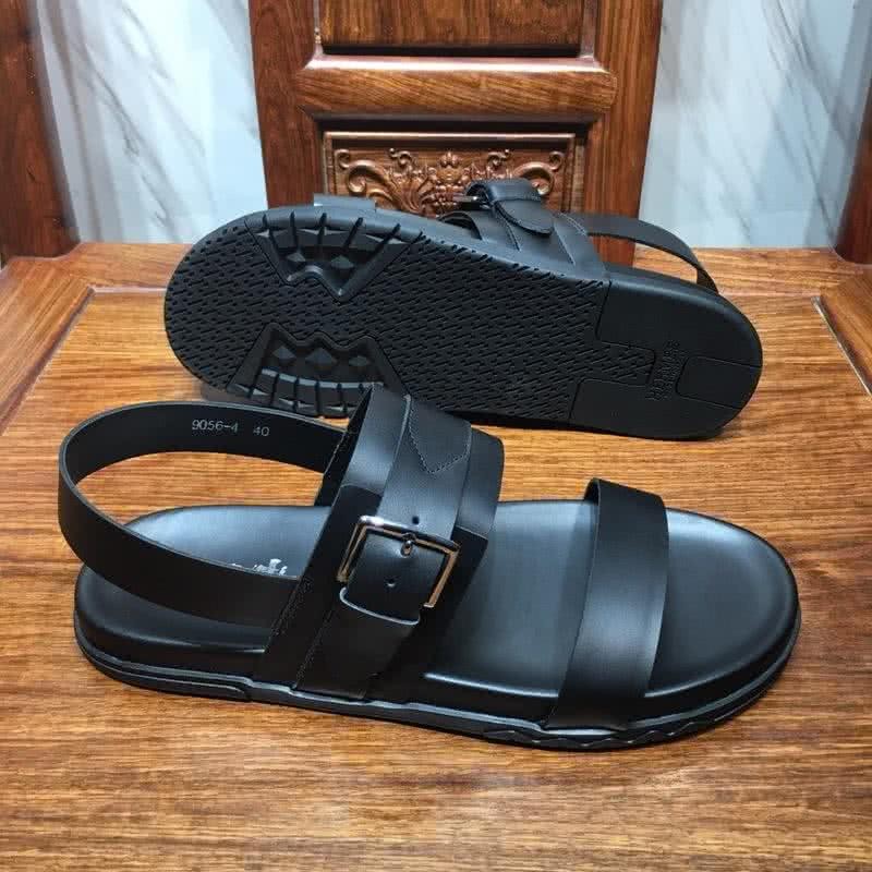 Hermes Fashion Comfortable Slipper Cowhide Black Men 7
