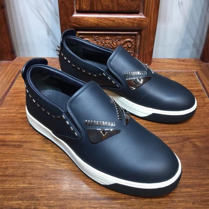 Fendi Sneakers Monster Black Leather Upper Silver Decorations Men 5