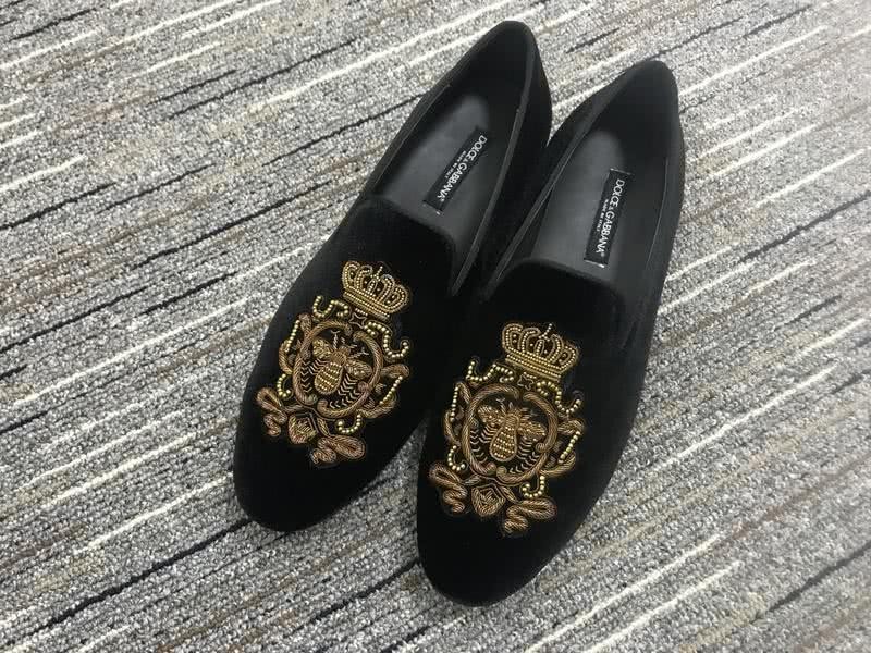 Dolce&Gabbana Leather Shoes Black suede Grey inside Brown paillette front Women 1