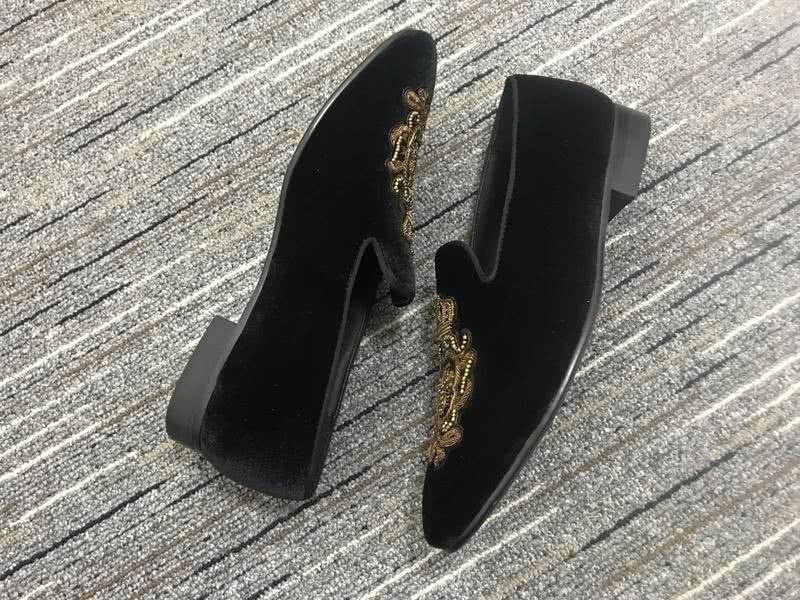 Dolce&Gabbana Leather Shoes Black suede Grey inside Brown paillette front Women 7