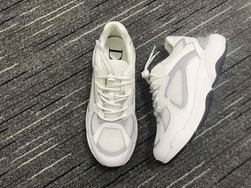 Christian Dior Sneakers 3019  White Cotton Grid Silver Bar Thick Sole Men 1
