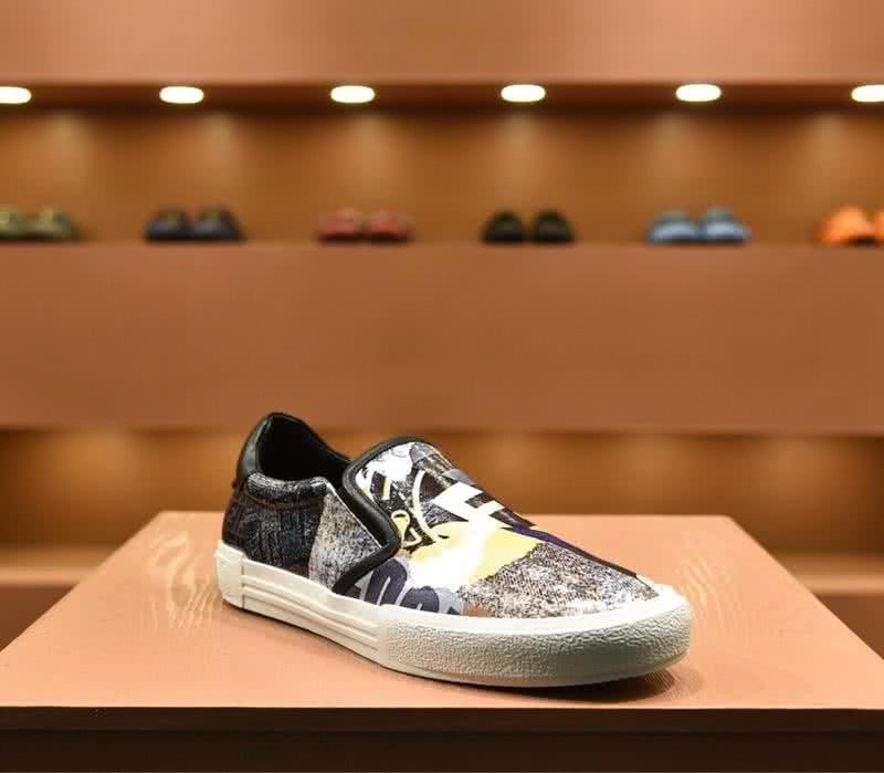 Fendi Sneakers Paiting Balck White Sole Men 2
