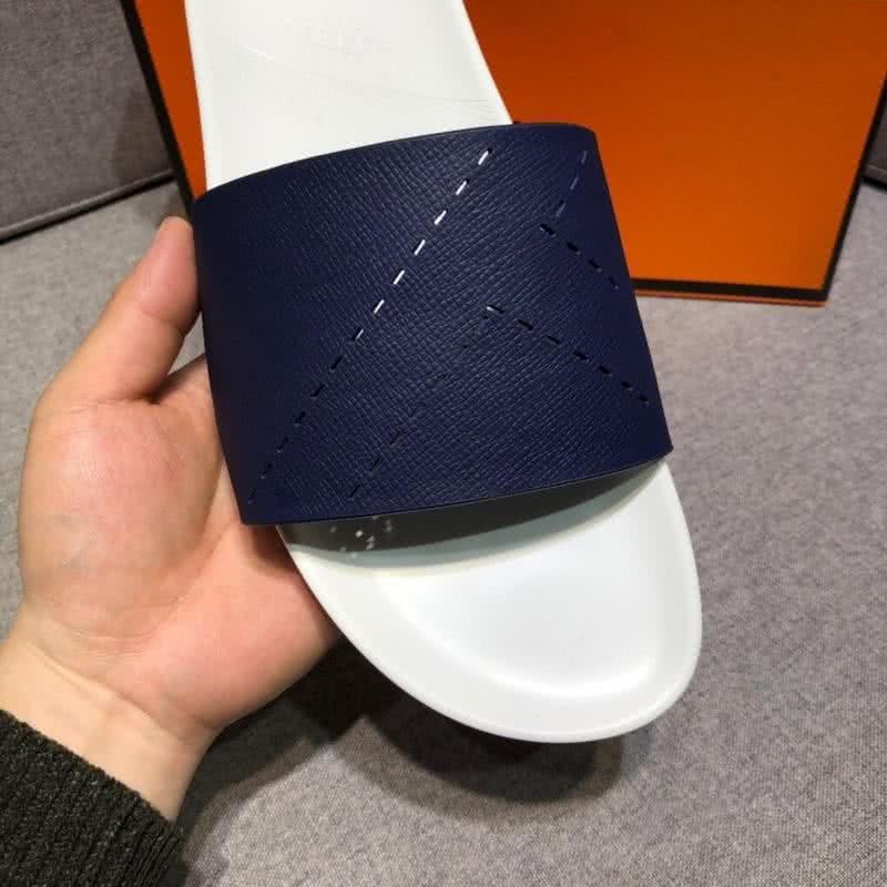 Hermes Fashion Comfortable Sandals Cowhide Black And White Men 5